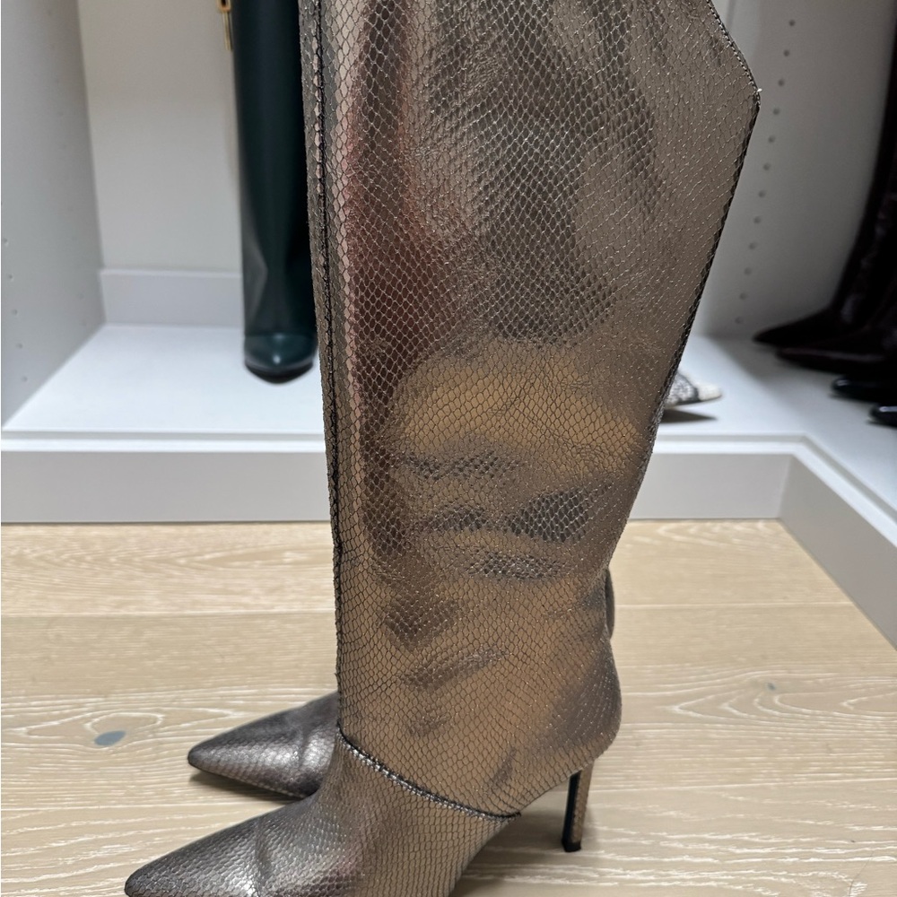 Zara Metallic Heeled Boots